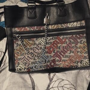 Juicy Couture Black Leather Bag with Script Interior